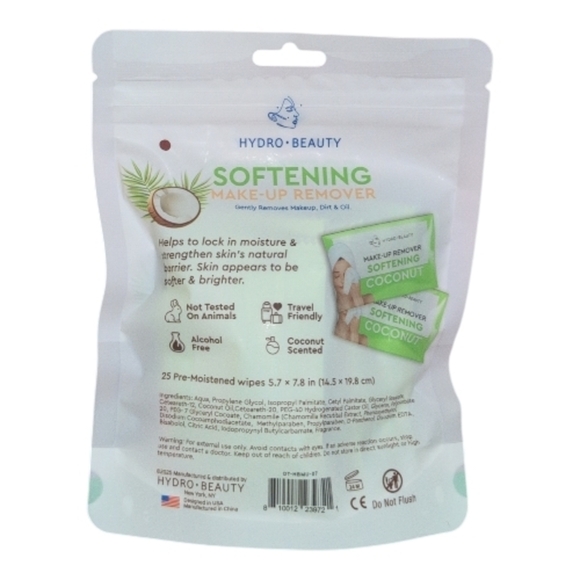 Hydro Beauty Softening Makeup Remover Wipes Coconut Extract - Picture 2 of 2